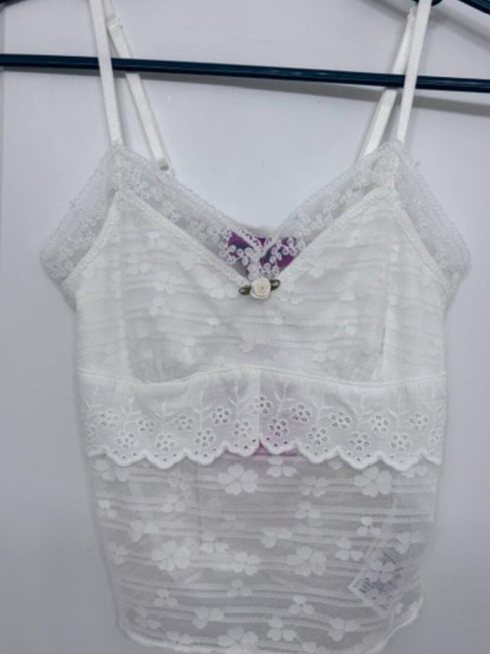 Edikted Layered Sheer Lace Tank Top XS